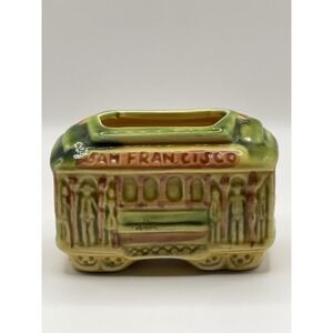Toothpick Holder San Francisco Trolley CarMulti Color Vtg SNCO Imports Japan 2"